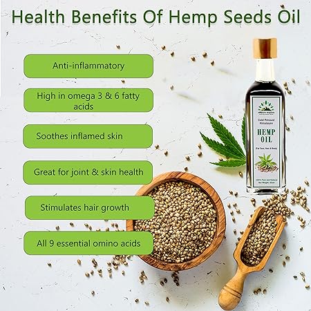 Hillpure Organic Cold Pressed Himalayan Hemp Seed Oil For Hair Growth