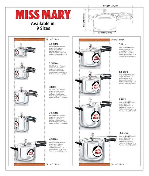 Hawkins Miss Mary 5 L Aluminium Pressure Cooker MM50