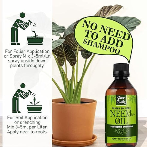 GROWBUDDY Cold Pressed Pure Neem Oil 200ml
