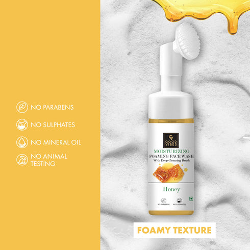 Good Vibes Honey Moisturizing Foaming Face Wash With Deep Cleansing Brush 150ml