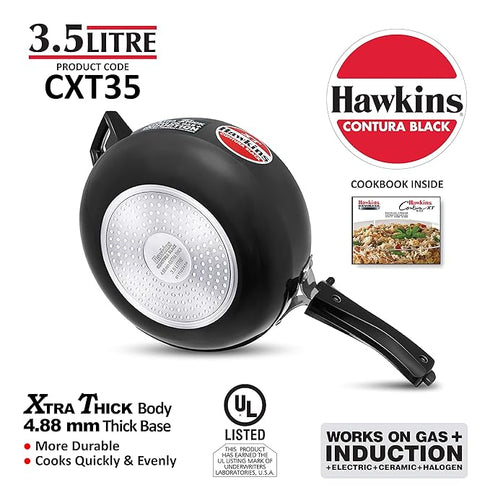 Hawkins Contura Black XT 3.5 L Induction Bottom Pressure Cooker (CXT35)