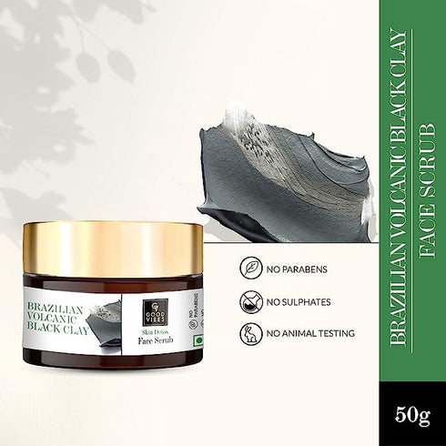 Good Vibes Brazilian Volcanic Black Clay Skin Detox Face Scrub 50g