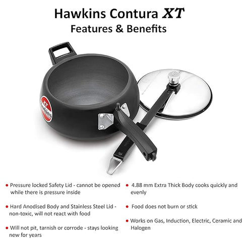 Hawkins Contura Black XT 3.5 L Induction Bottom Pressure Cooker (CXT35)