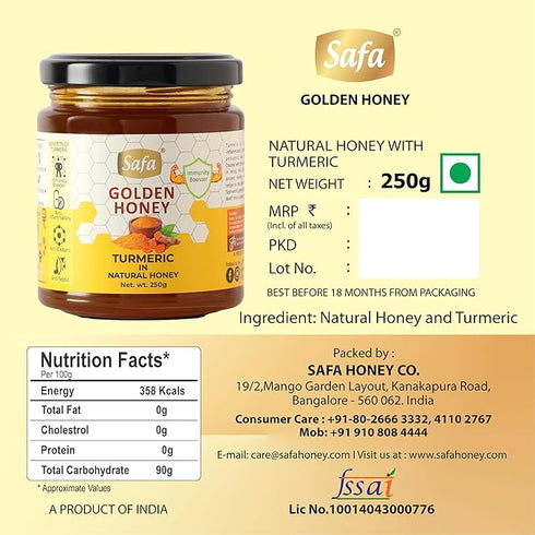Safa Golden Honey | Pure Raw Honey with Turmeric Organic Unheated