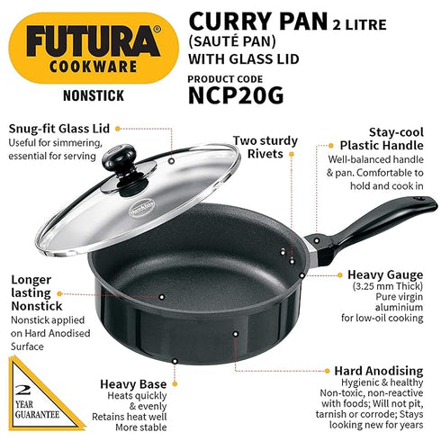 Hawkins Futura Non-Stick Saute Pan 20 cm Diameter with Lid 2 L (NCP20G)