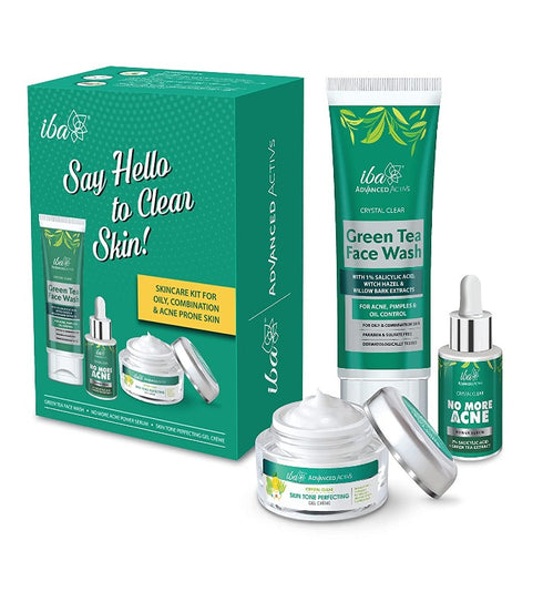 Iba Say Hello to Clear Skin Kit Green Tea & Salicylic Acid Face Wash, Serum, Moisturizer