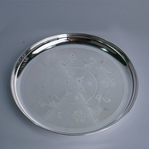 Pure Silver Floral Design Plate 305.9g