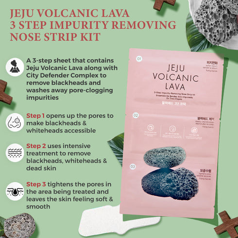 The Face Shop Jeju Volcanic Lava 3 Step Impurity Removing Nose Strip Kit