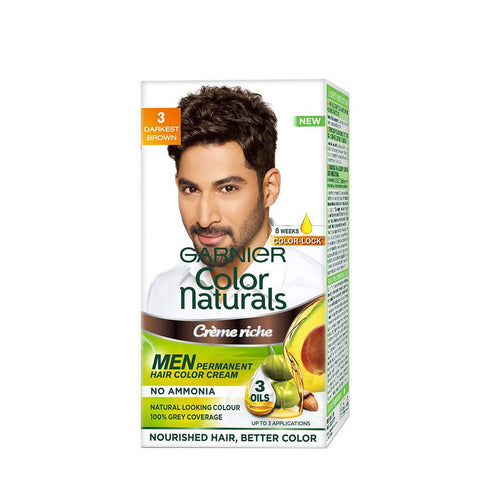 Garnier Color Naturals Creme Riche Men Hair Color - Shade 3 Darkest Brown