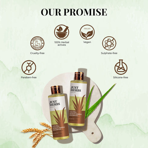Just Herbs Aloe Vera and Wheatgerm Moisturising Shampoo For Men & Women 200ml