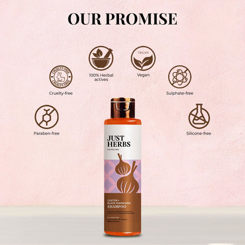 Just Herbs Castor & Black Onion Seed Shampoo 200ml