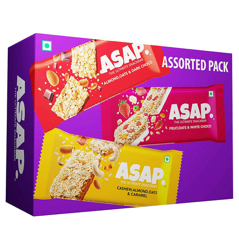 ASAP Energy Bars Assorted Healthy Granola Bars Dark Choco Almond Fruits and White Choco Cashew CaramelChewy Snack Bars 210g
