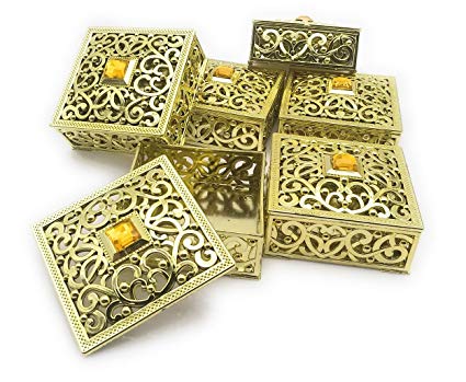 Gold color plastic jewelry boxes (pack of 10) - 300gms