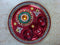 Decorated aarti plate with white and green kundans - 300gms