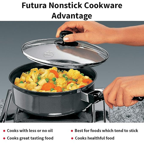 Hawkins Futura Non-stick Curry Pan 24 cm Diameter with Glass Lid 3.25 L (NCP325G)