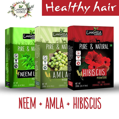 Luxura Sciences Natural Hair Care for Healthy Hair Regular | Neem + Amla + Hibiscus