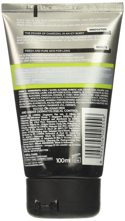 L'Oreal Paris Men Expert Pure & Matte Icy Effect Charcoal Black Foam 100ml