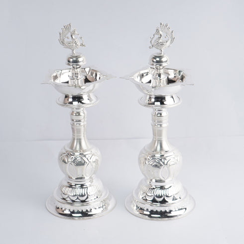 Pure Silver Peacock Diya Pair 278g