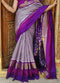 Purple Checks With Purple Border Ikkat Pattu Saree