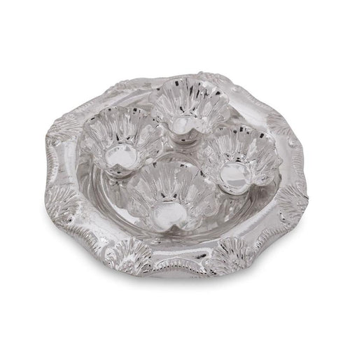 German Silver Plate With 4 Cups - Pack Of 10 - 550gms