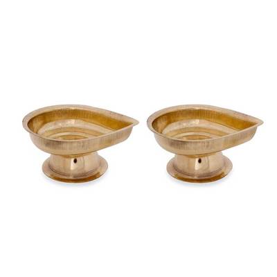 Brass Plain Agal Deepak - Set Of 2 - Pack Of 10 - 200gms