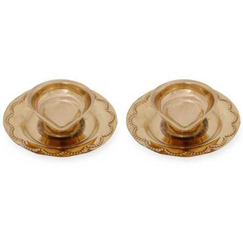 Brass Agal Deepak In Plate Set Of 2 Pack Of 10 - 500gms