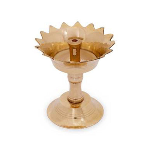 Brass Flower Shaped Diya With Stand  Pack Of 10 - 580gms