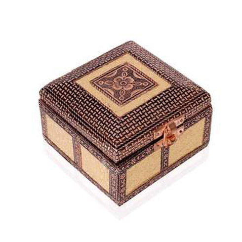 Dry Fruit Box - Golden Oxidized In Square Shaped Pack Of 10 - 2400gms