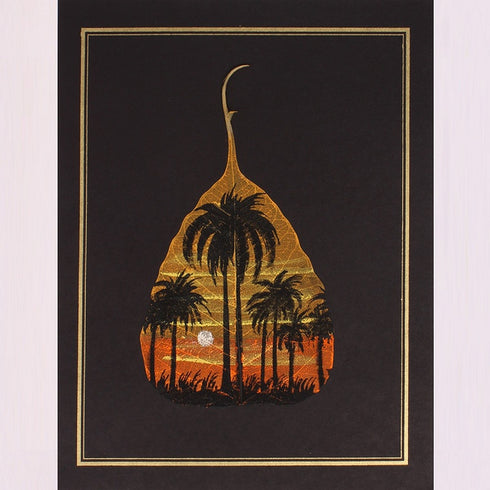 Leaf Painting Of Coconut Tree Without Frame