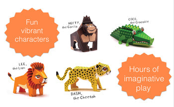 BOX SET of 12 DIY Mini Endangered Animals Paper Craft Kits