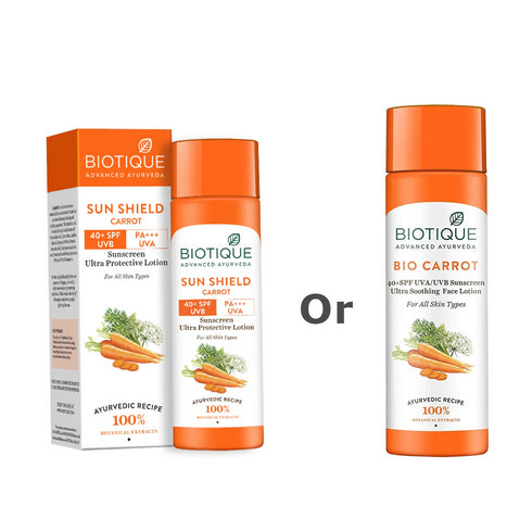 Biotique Advanced Ayurveda Bio Carrot 40+ SPF UVA |UVB Sunscreen Ultra Soothing Face Lotion