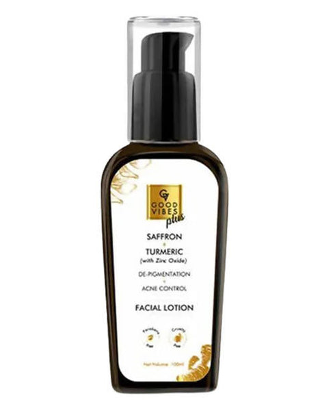 Good Vibes Plus De-Pigmentation + Acne Control Facial Lotion - Saffron + Turmeric with Zinc Oxide