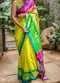 Ikkat Popular Light Parrot Green Color Saree
