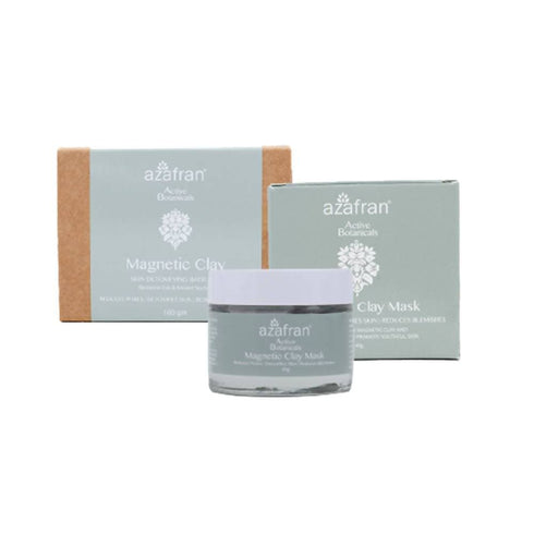 Azafran Active Botanicals Magnetic Clay Mask Clay Soap Combo