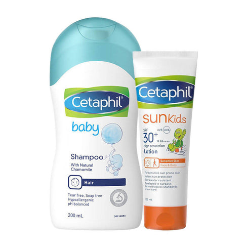 Cetaphil Baby Gentle Wash and Shampoo and Sun Kids SPF 30+ Combo