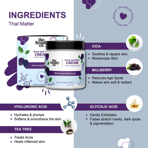 the beauty co Back and Bum Cream For Brightening and Acne Free Skin