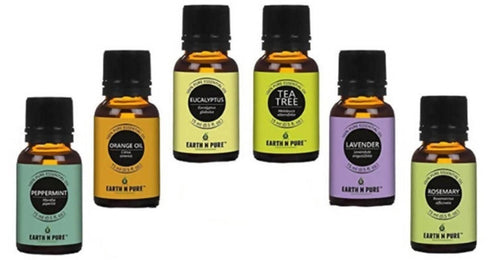 Earth N Pure Essential Oils Peppermint, Sweet Orange, Eucalyptus, Tea tree, Lavender and Rosemary