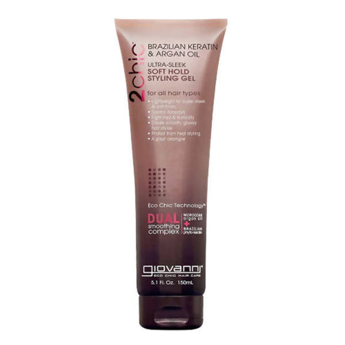 Giovanni Organic 2Chic Brazilian Keratin and Argan Oil UltraSleek Soft Hold Styling Gel 150ml
