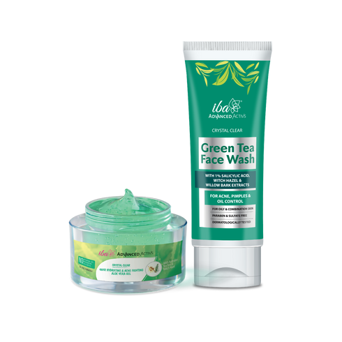 Iba Advanced Activs Green Tea Face Wash + Crystal Clear Acne Fighting Gel Combo
