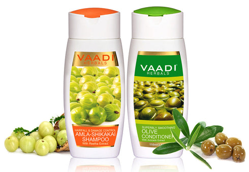 Vaadi Herbals Amla Shikakai Hair Fall and Damage Control Shampoo with Olive Conditioner