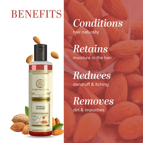Khadi Naturals Ayurvedic Honey & Almond Hair Cleanser 210 ml