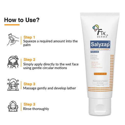 Fixderma Skincare Salyzap Daily Face Cleanser For Acne Prone Skin