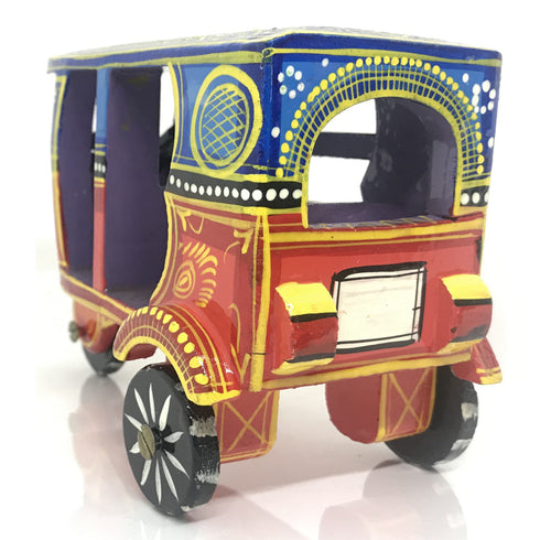 Handcrafted Wooden Auto Rickshaw Show Piece Kondapalli Toys