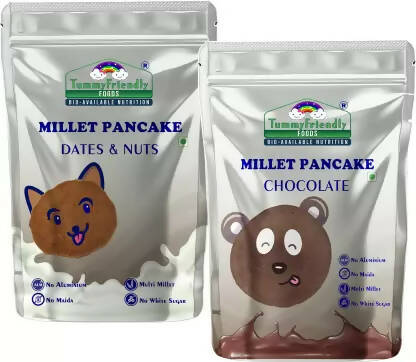 TummyFriendly Foods Millet Pancake Mix Combo | Chocolate | Dates | Nuts. HealthyBreakfast Cocoa Powder