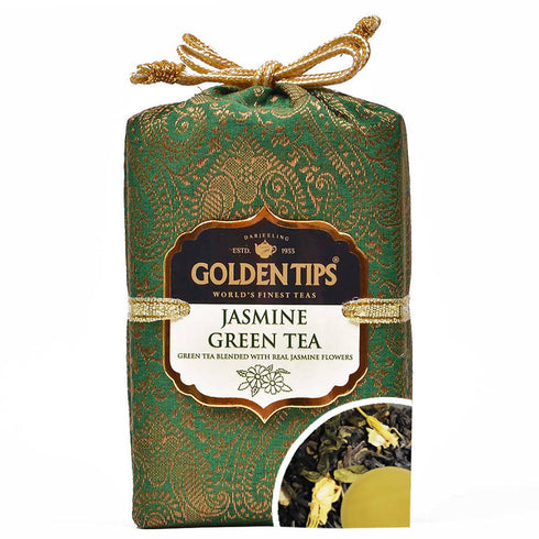 Golden Tips Jasmine Green Tea Royal Brocade Cloth Bag