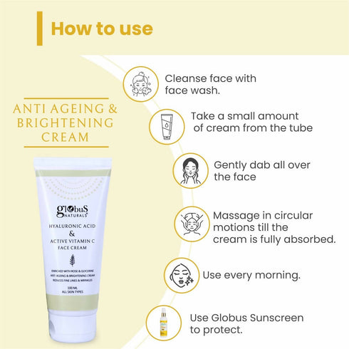 Globus Naturals Hyaluronic Acid & Vitamin C Anti Ageing Face Cream