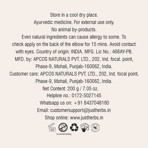 Just Herbs Amla and Shankhpushpi Moisturising Hair Mask 200g