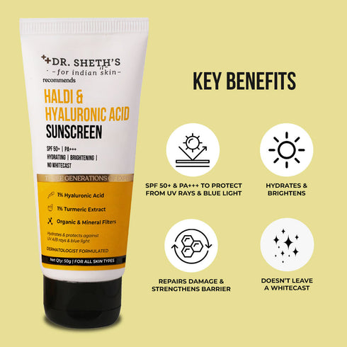 Dr. Sheth's Haldi and Hyaluronic Acid Sunscreen 50g