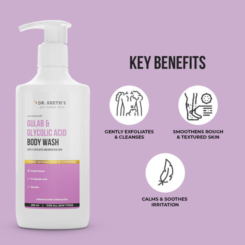 Dr. Sheth's Gulab and Glycolic Acid Body Wash 250ml