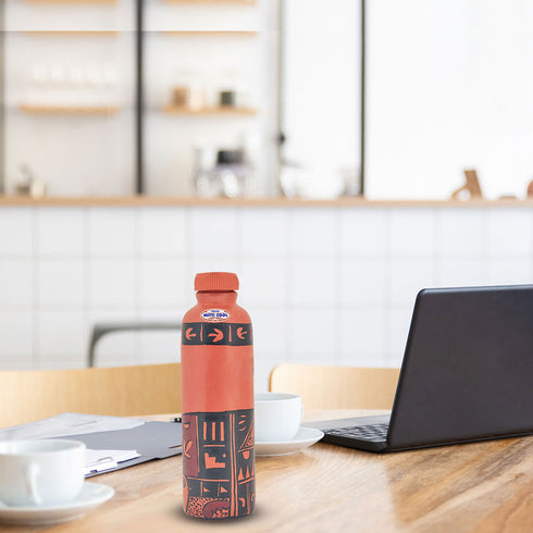 Mitticool Clay Water Bottle Black Italica Design 600 ml